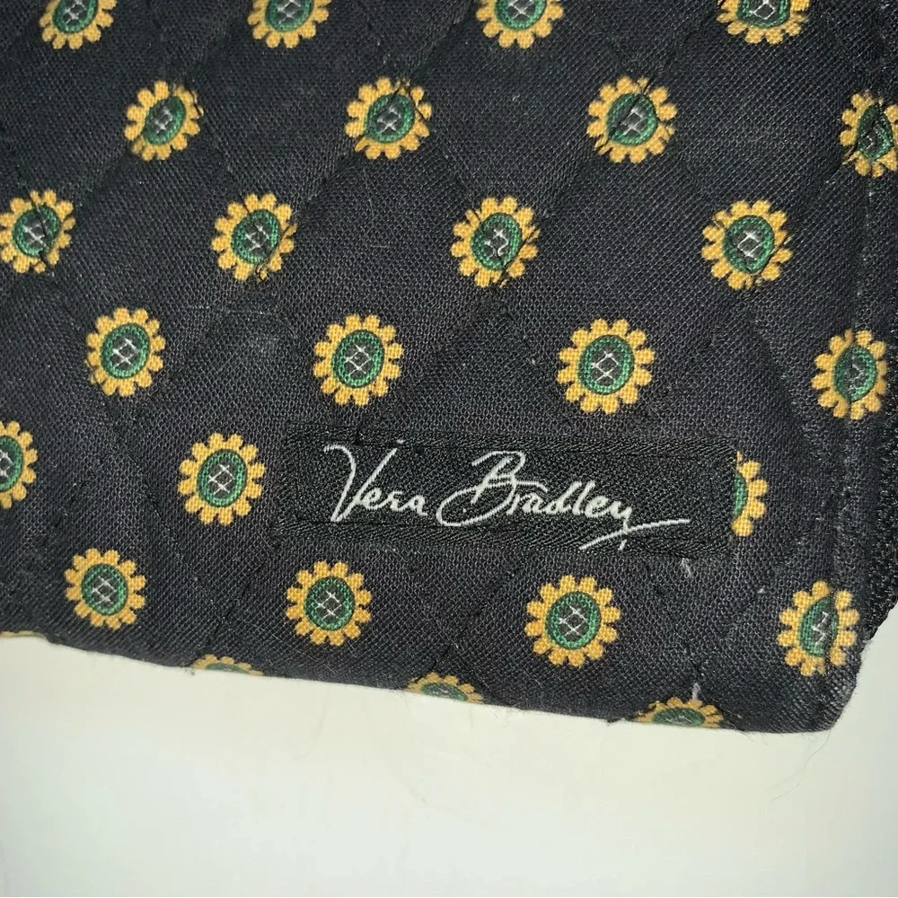 Vera Bradley Vibrant Black Sunflower Zip Around Wallet Clutch Wristlet - Picture 11 of 13